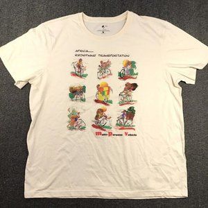 Men's Africa humor Cartune  Print Short Sleeve 100% Cotton White T-Shirt Size XL